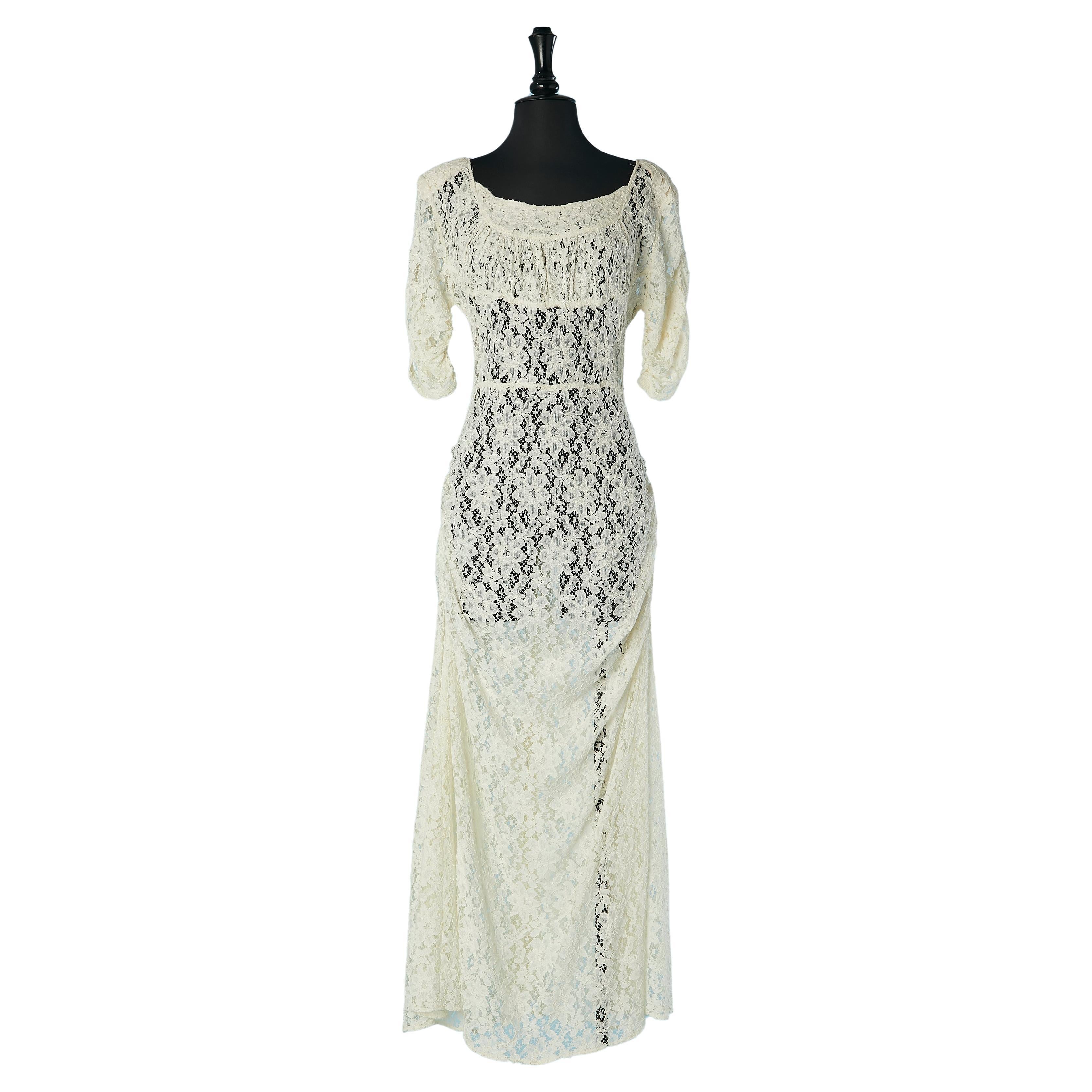 Abito da sera o da sposa in pizzo bianco sporco Marrika Nakk in vendita
