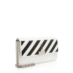 Off-White Leather Diag Binder Clip Wallet on Chain