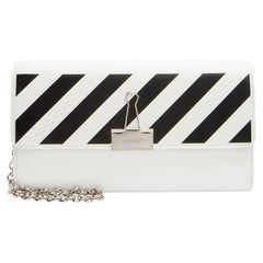 Off-White Leather Diag Binder Clip Wallet on Chain