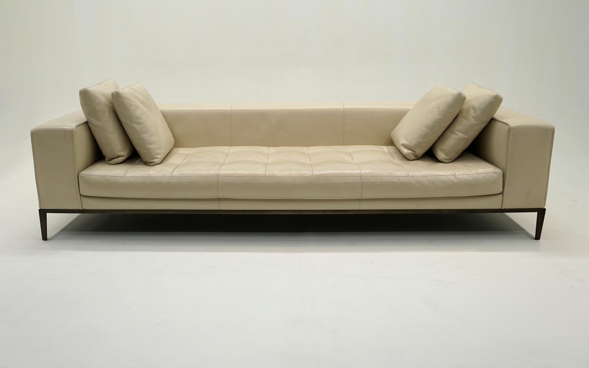 Acier Canapé en cuir blanc cassé 