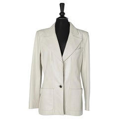 Off-white leather single breasted jacket  with top-stitching Chanel 