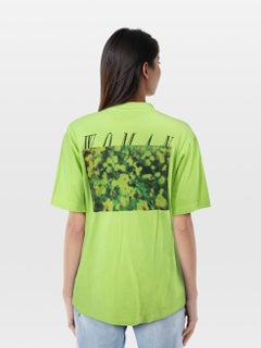 Off-White Lime Green Graphic Print T-Shirt Size S