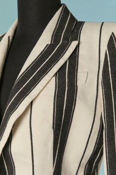 Off-white linen and cotton blazer with black stripe ALEXANDER McQUEEN