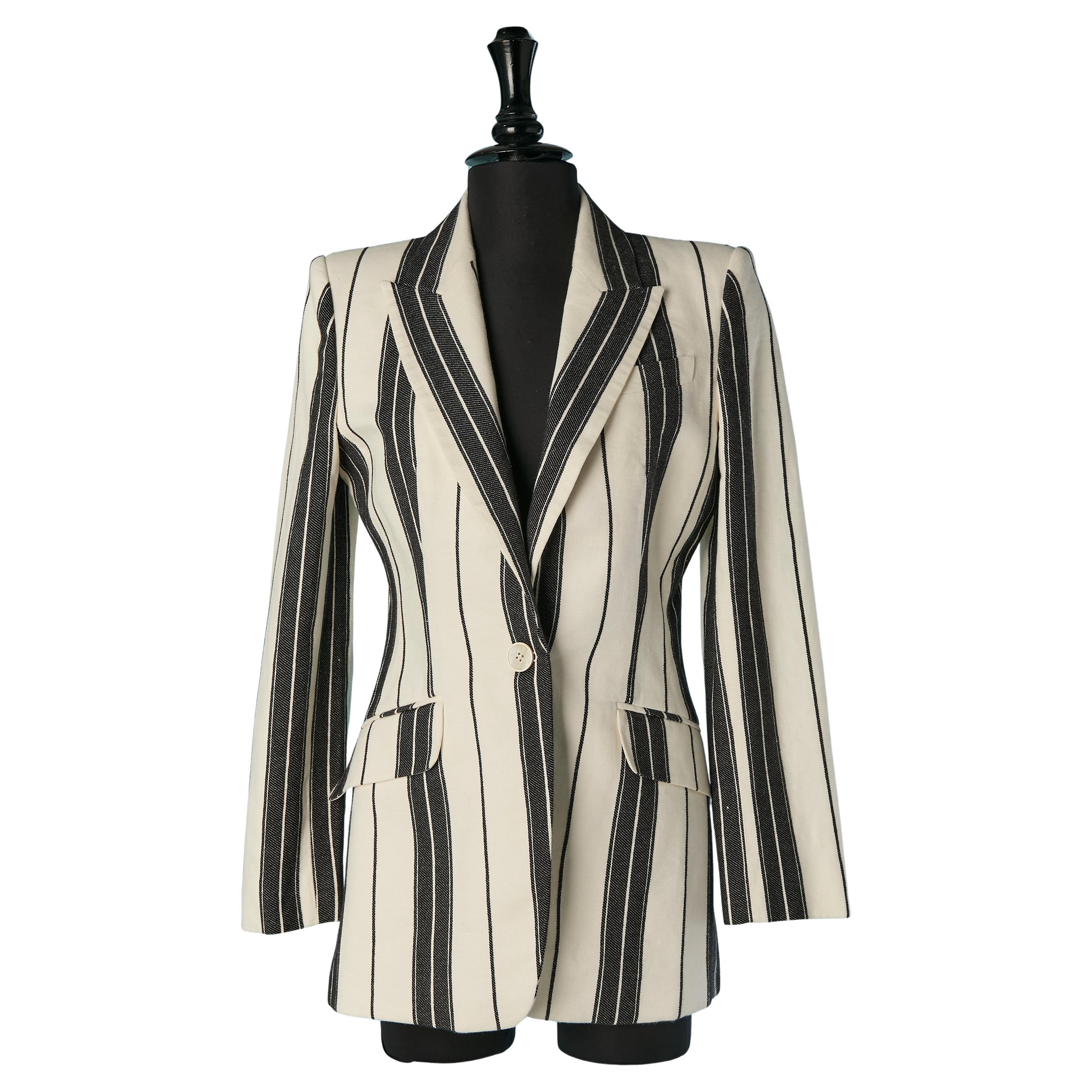 Off-white linen and cotton blazer with black stripe ALEXANDER McQUEEN