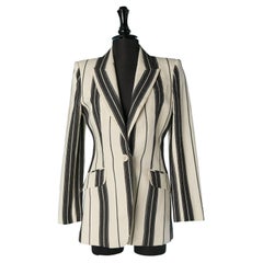 Off-white linen and cotton blazer with black stripe ALEXANDER McQUEEN