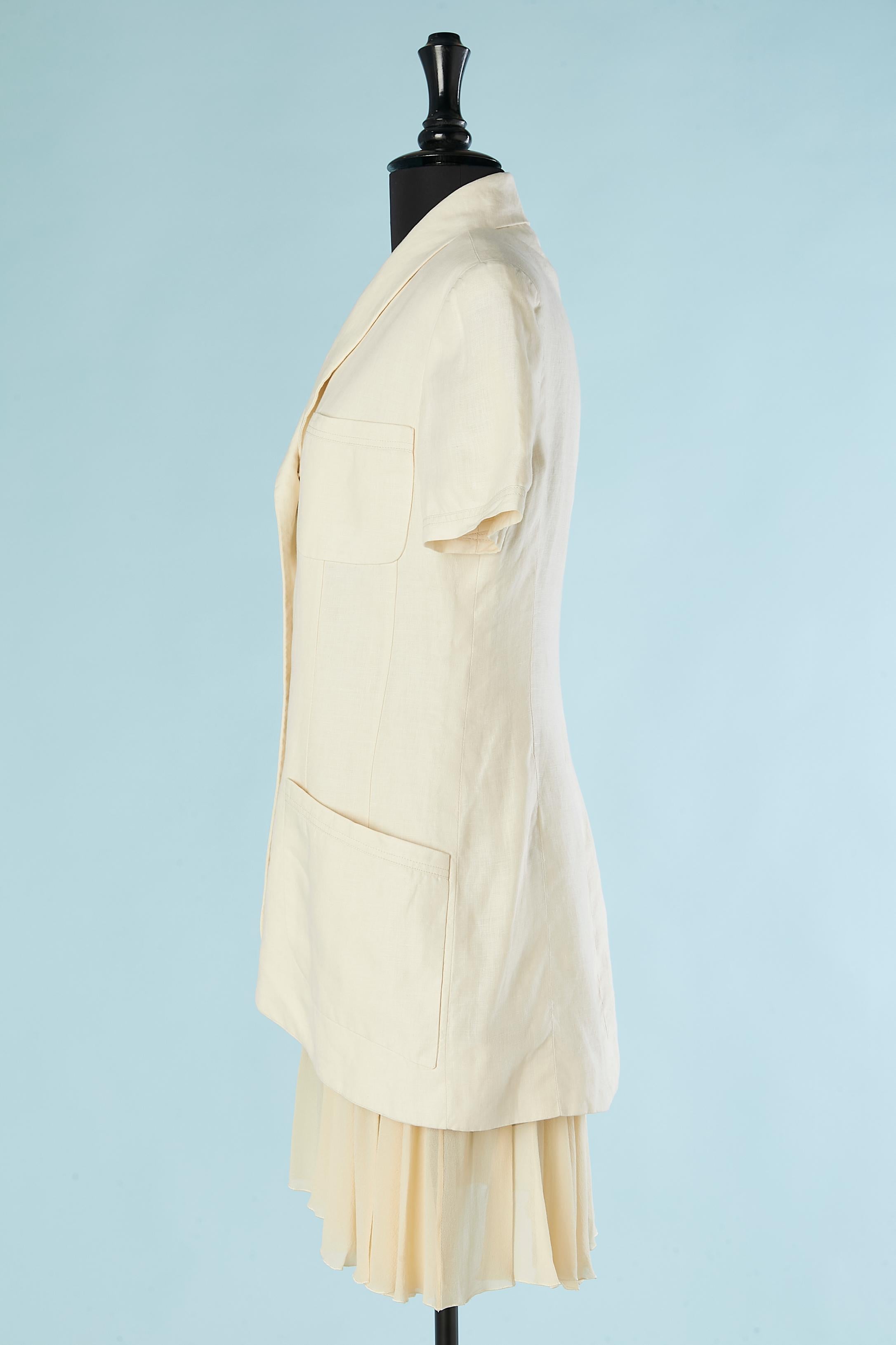 Women's Off-white linen and silk chiffon skirt-suit  Chanel Boutique  For Sale