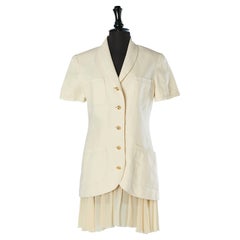 Vintage Off-white linen and silk chiffon skirt-suit  Chanel Boutique 