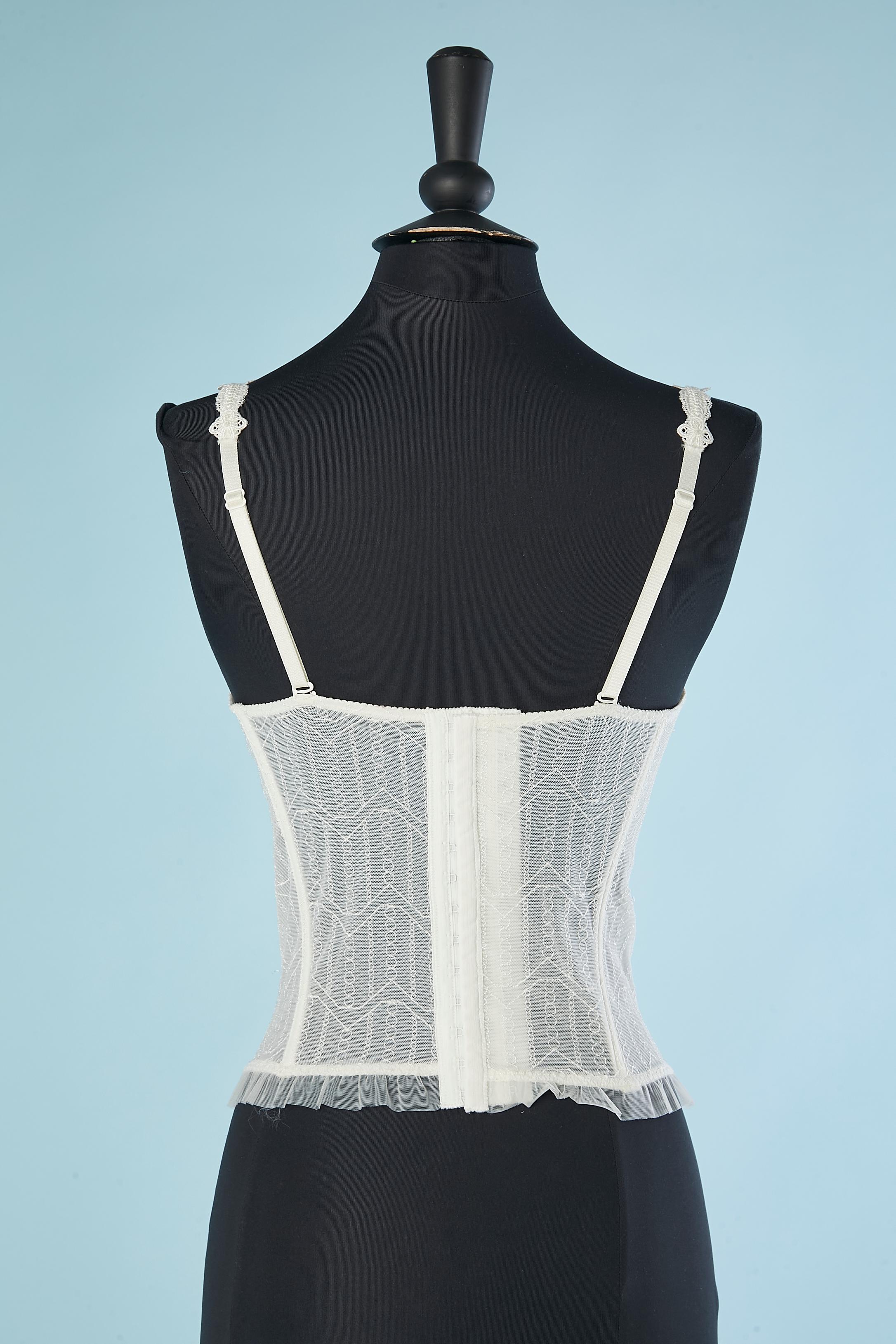 Off-white lingerie bustle with padded-bra and suspender belt  Nina Ricci  In Excellent Condition For Sale In Saint-Ouen-Sur-Seine, FR