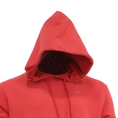 Off-White Logo-Print Hoodie in Red Cotton