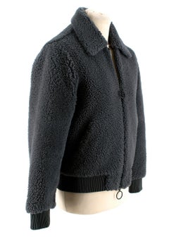 Off-White Men's Grey Shearling Bomber Jacket - Us size 36