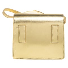 Off White Metallic Gold Leather Jitney 0.7 Shoulder Bag