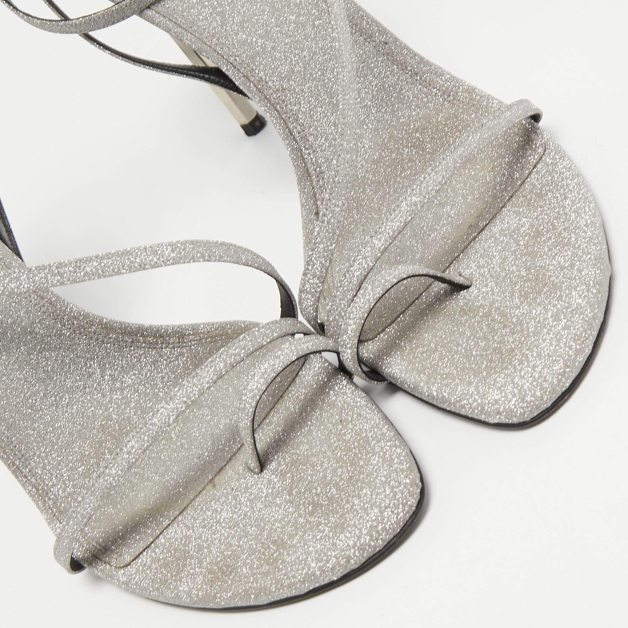 Sandalias con tira al tobillo Allen de purpurina gris metalizada Off-White talla 40 5