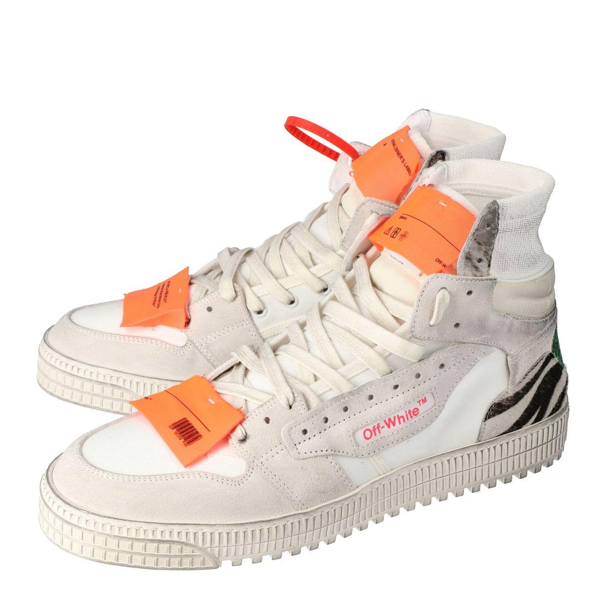 Off White Mix Media High Top Sneakers Size 40 1