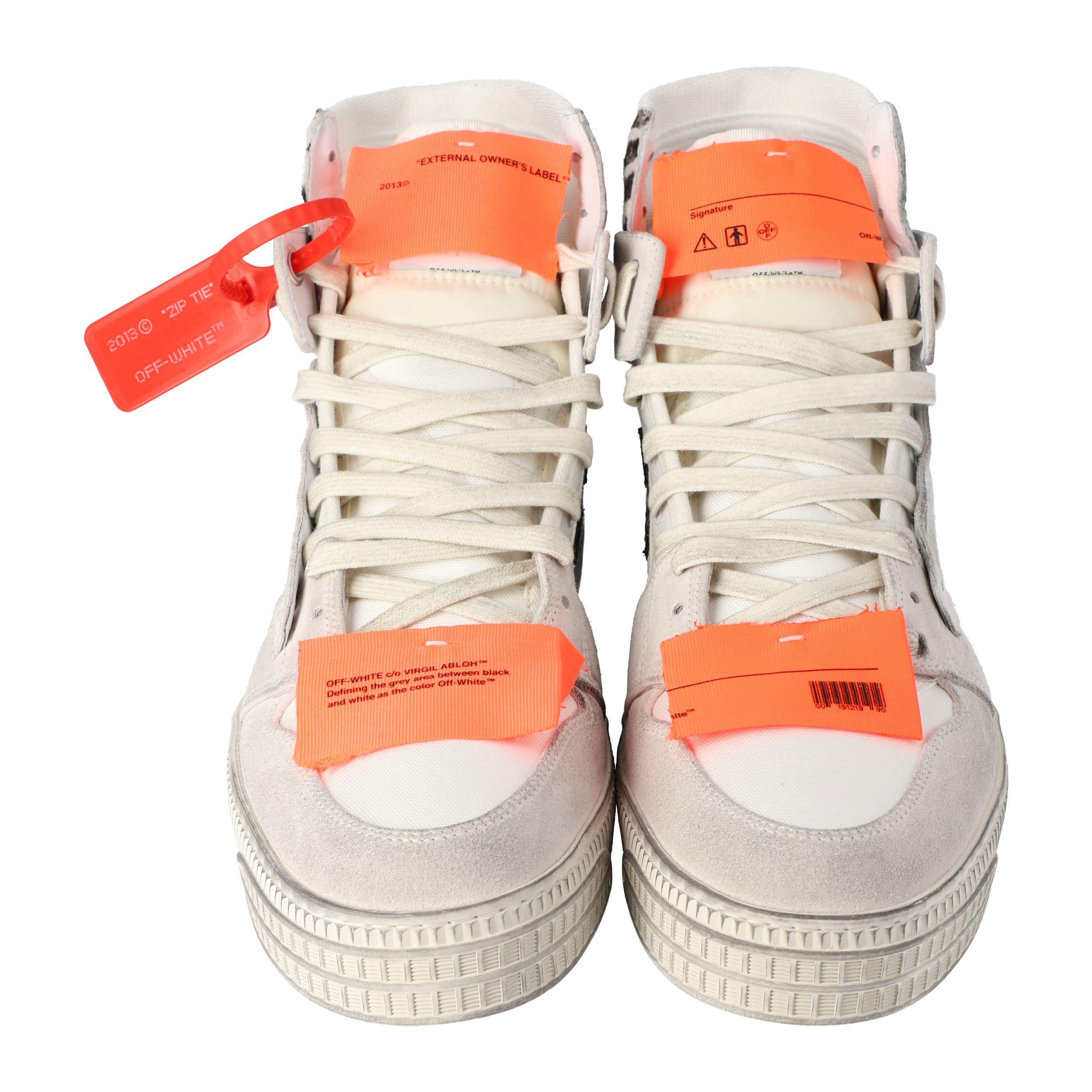 Men's Off White Mix Media High Top Sneakers Size 40