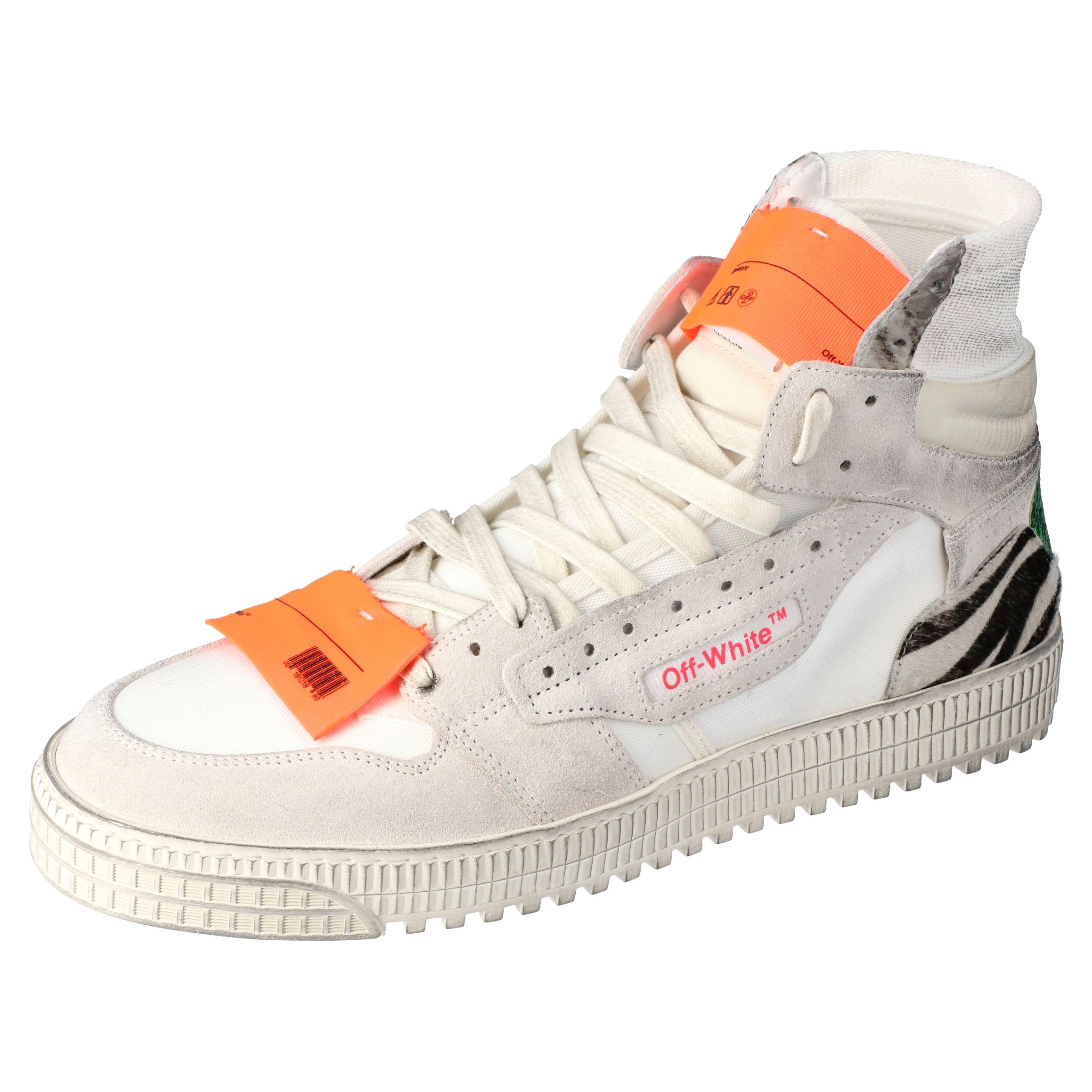 Off White Mix Media High Top Sneakers Size 40