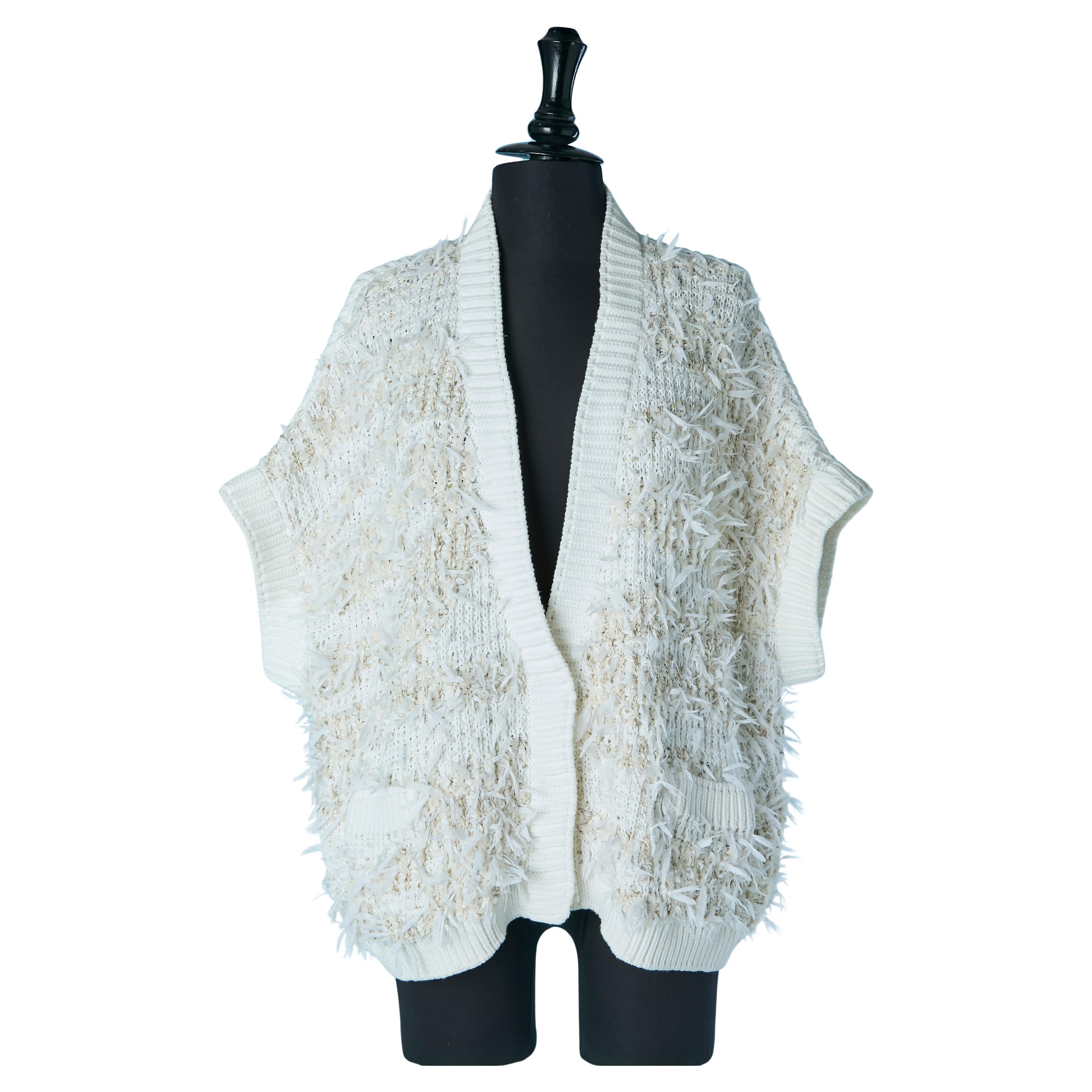 Off-white mixed thread knit sleeveless cardigan MAISON ULLENS