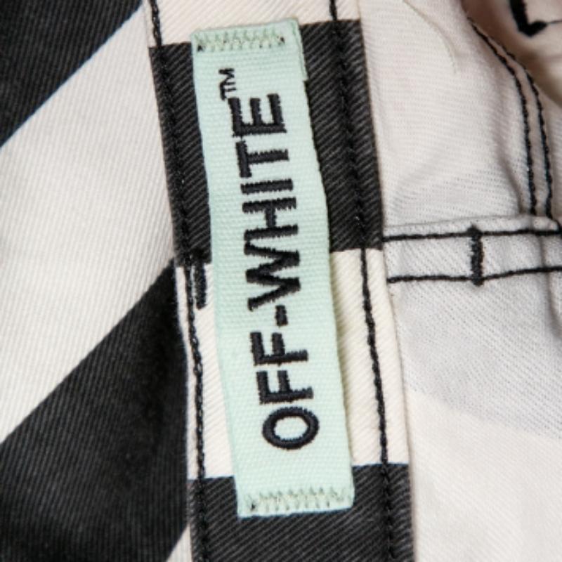 Off White Monochrome Striped Denim Skinny Jeans M For Sale 3