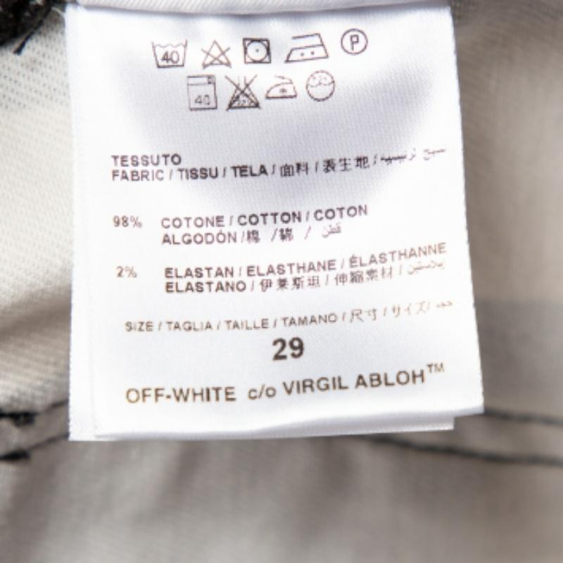 Off White Monochrome Striped Denim Skinny Jeans M For Sale 4