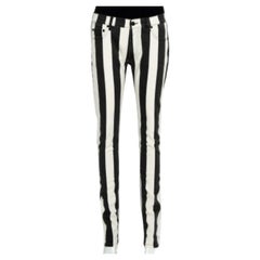 Off White Monochrome Striped Denim Skinny Jeans M
