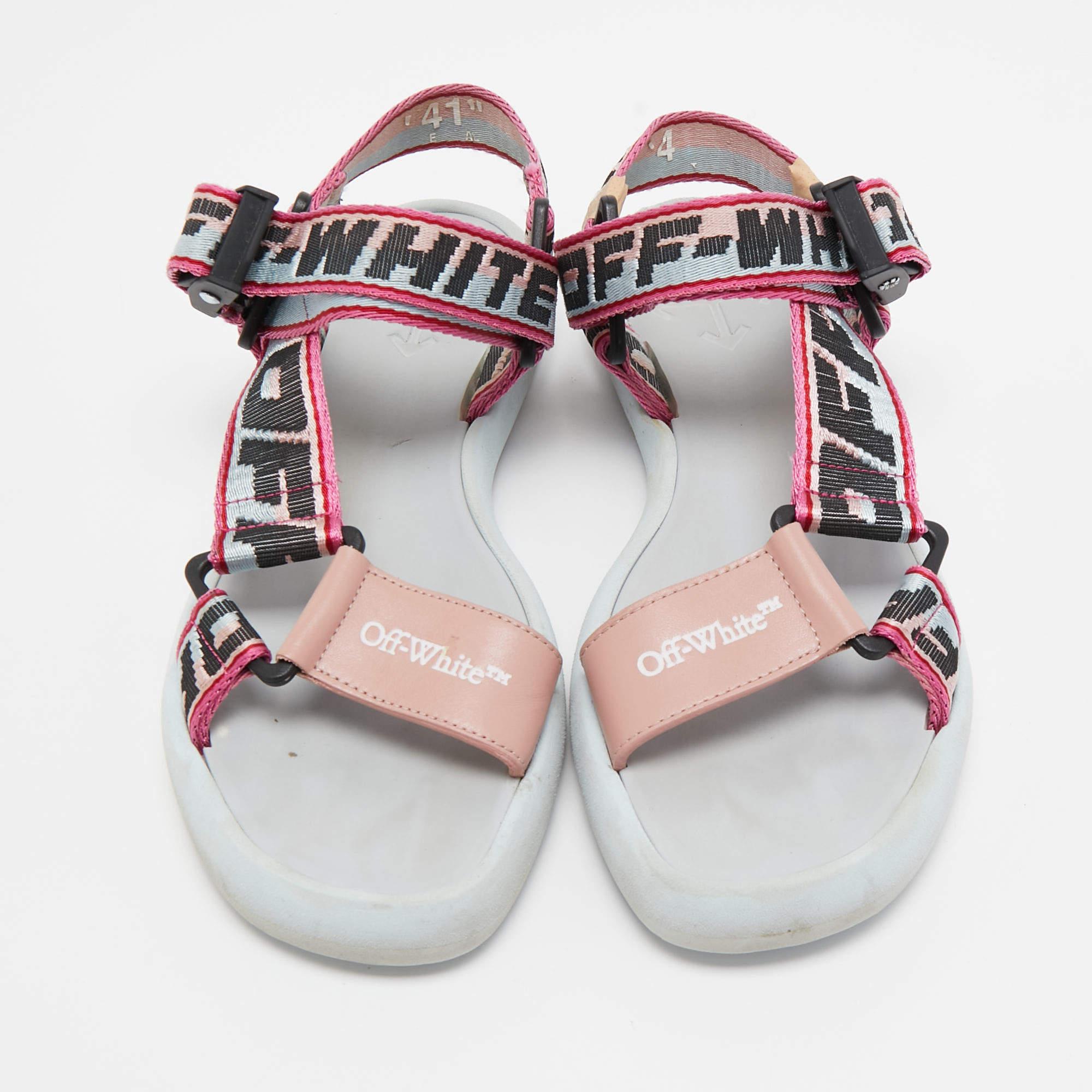 Off-White Sandalias de lona multicolor Preloved Track Logo Slingback Talla  41 Gris en venta