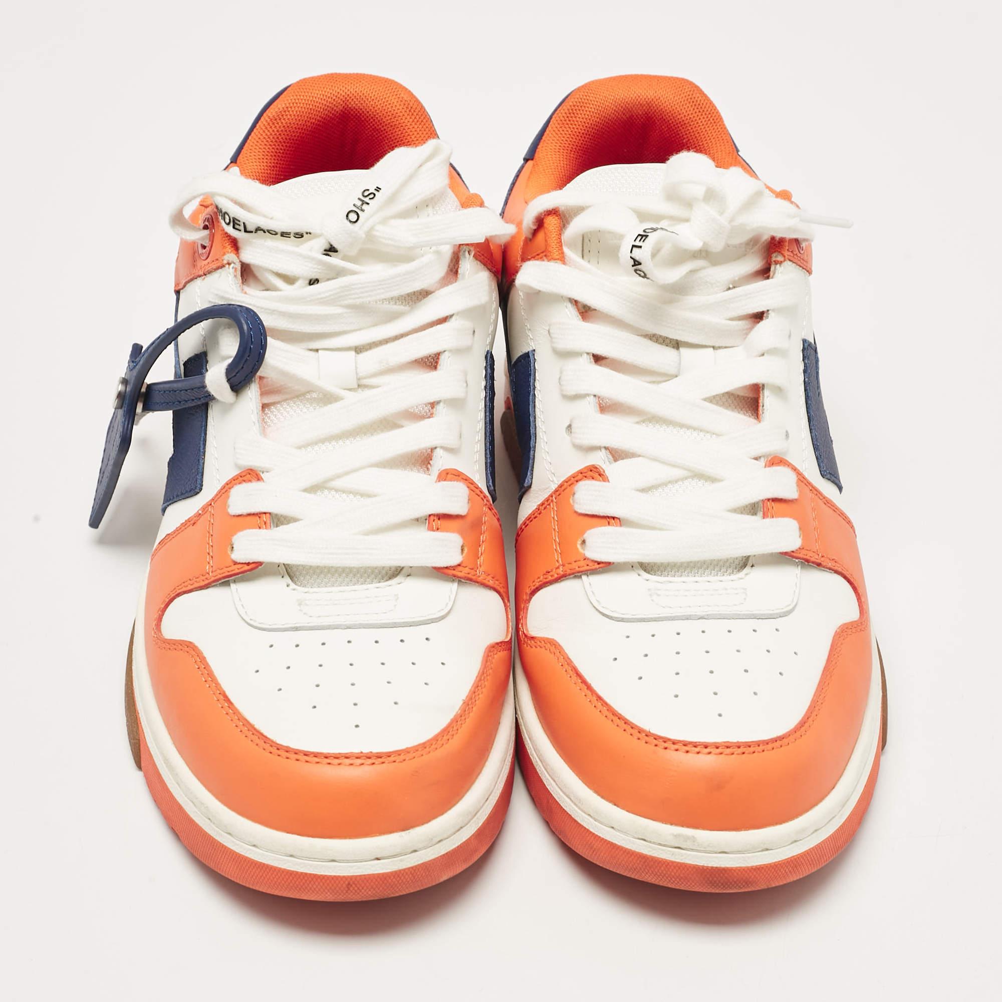 Orange Off-White Multicolor Leather Out Of Office Lace Up Sneakers Size 42