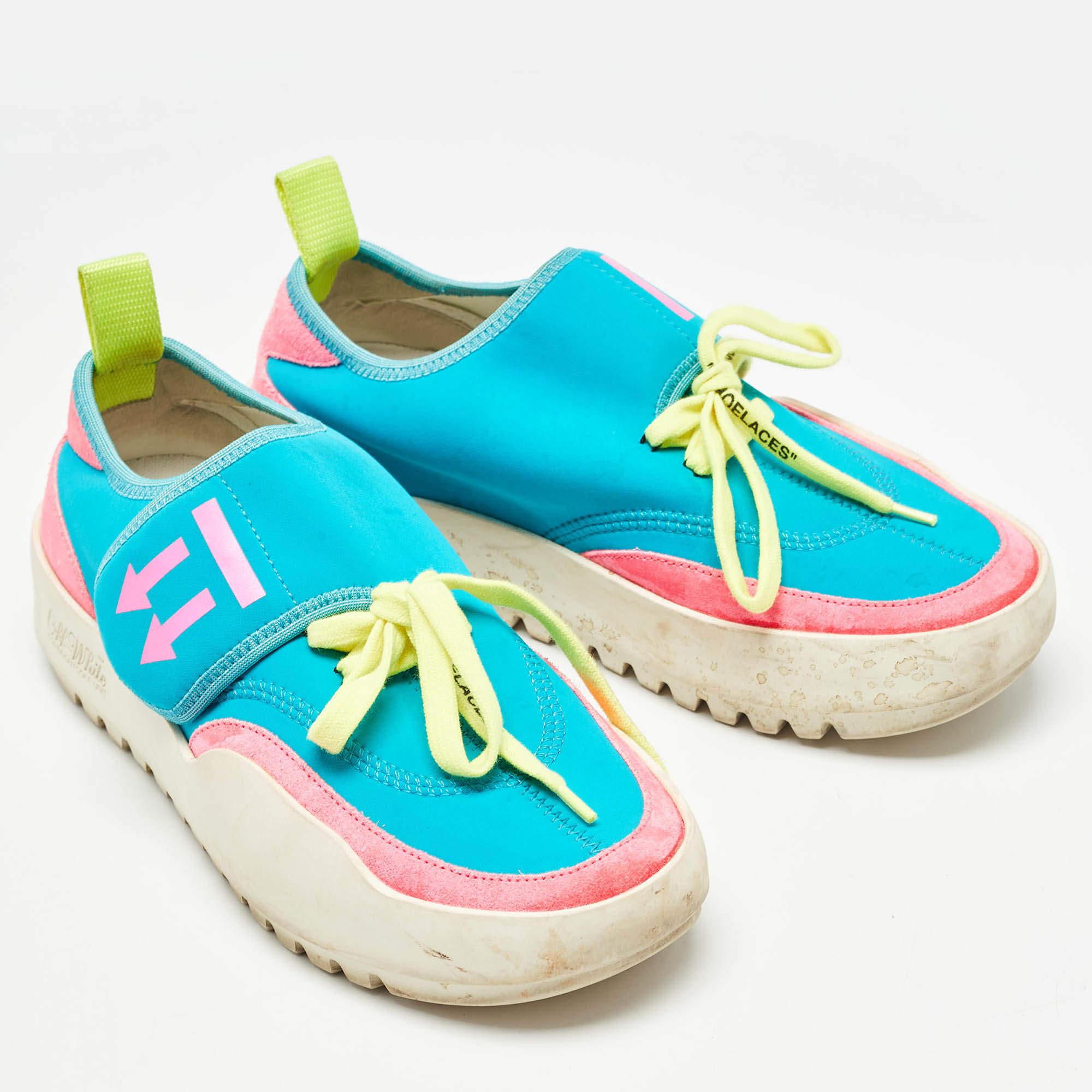 Off-White Multicolor Wildleder und Stoff Virgil Abloh Sneakers Größe 38 im Zustand „Gut“ in Dubai, Al Qouz 2