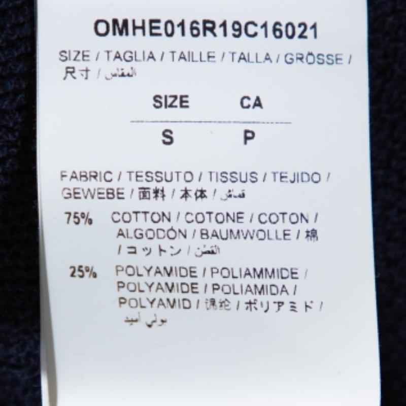 Off White Navy Blue Logo Intarsia Knit Distressed Jumper S im Angebot 1
