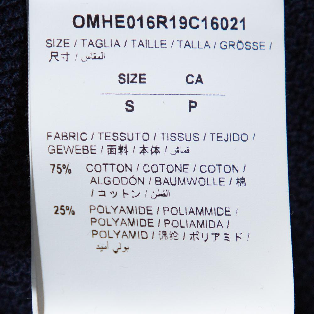 Intarsien-Strickpullover in Weiß und Marineblau mit Logo in Used-Optik, S im Angebot 1