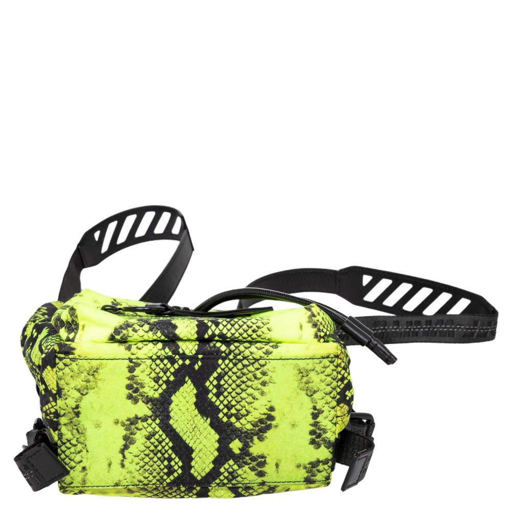 Off-White Neon Green Animal Print Nylon And Leather Backpack 2