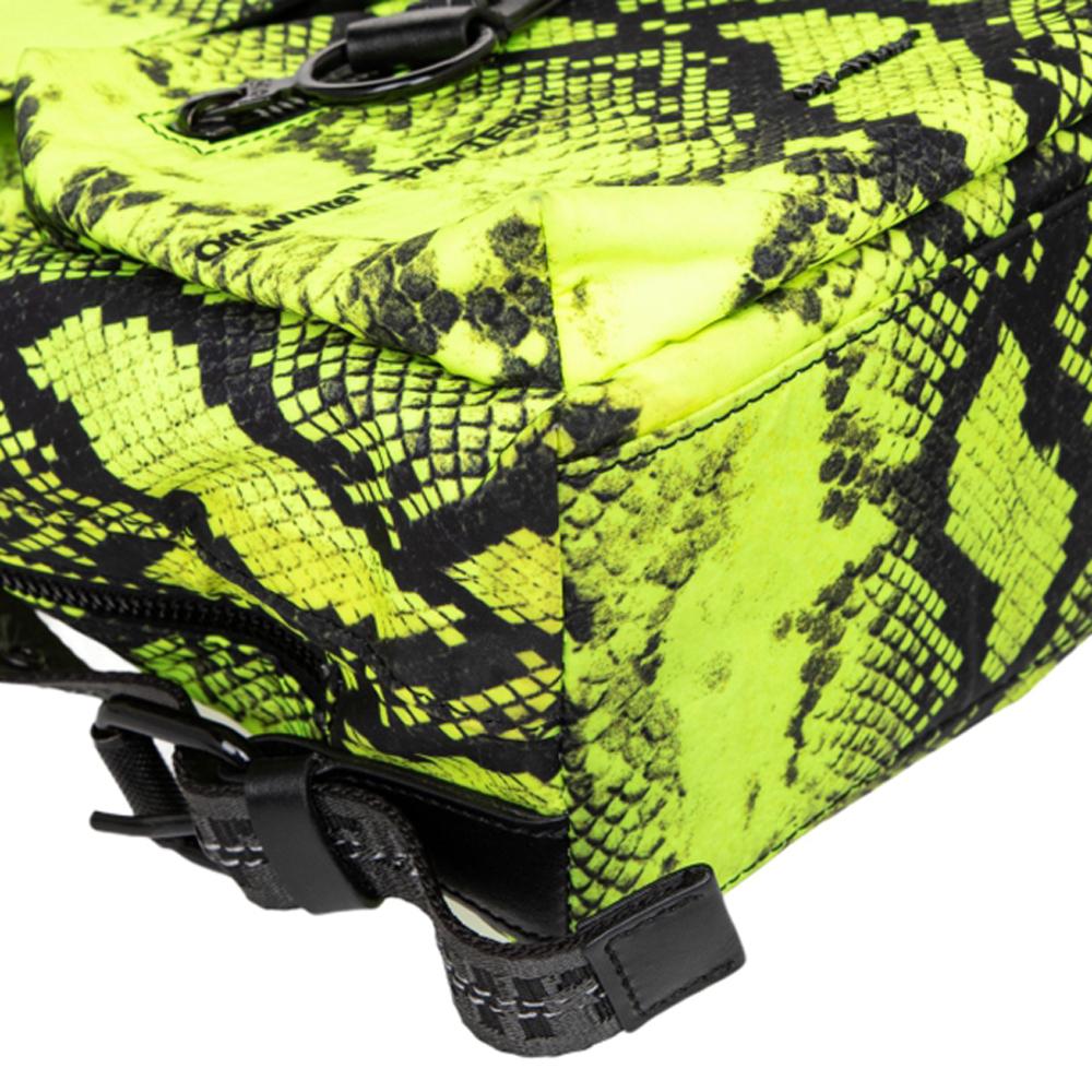 Black Off-White Neon Green Animal Print Nylon And Leather Backpack