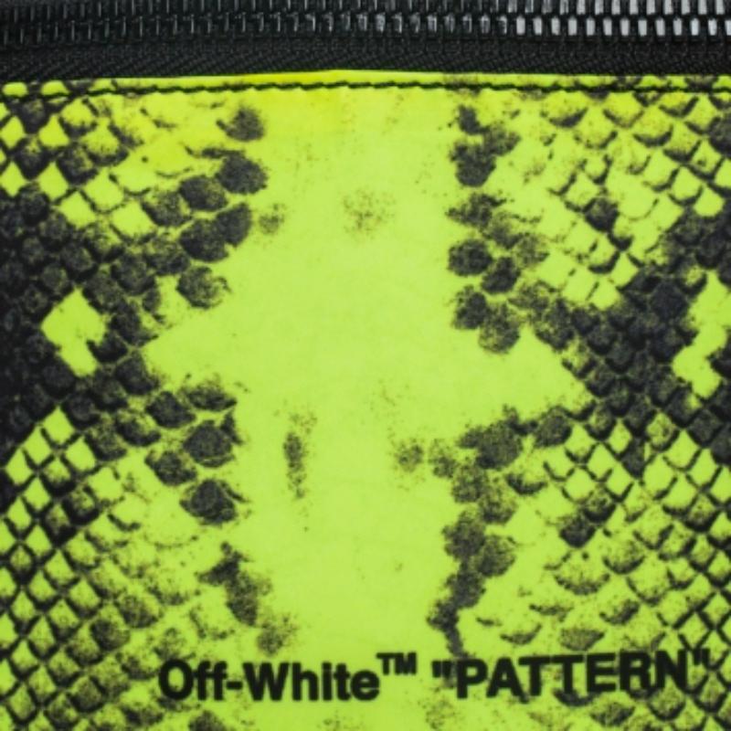 Off-White Neon Green/Black Python Print Nylon Fanny Pack Belt Bag For Sale 6