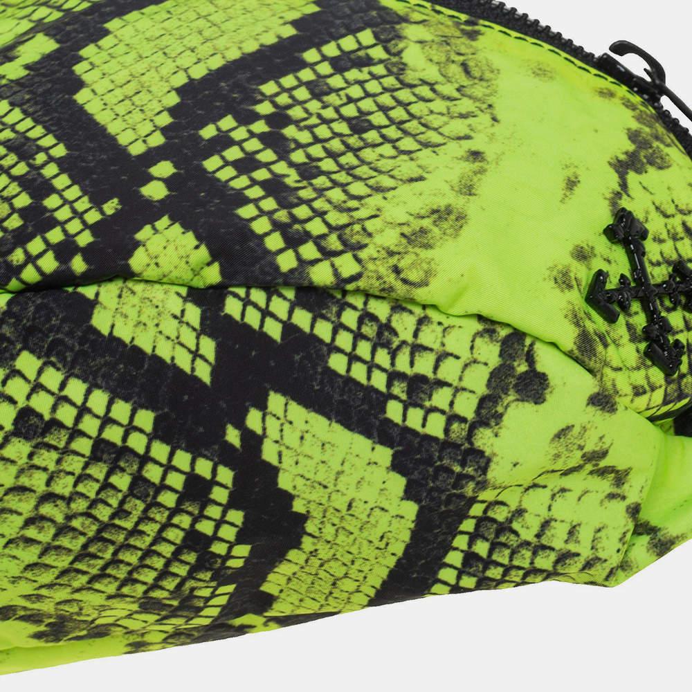 Off-White Neon Green/Black Python Print Nylon Fanny Pack Belt Bag For Sale 7