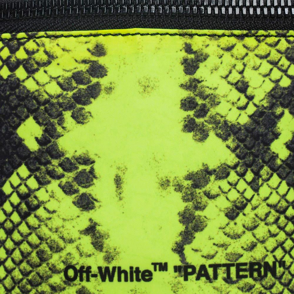 Off-White Neon Green/Black Python Print Nylon Fanny Pack Belt Bag For Sale 8