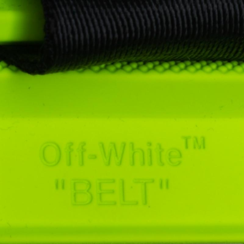 Off-White Neon Green/Black Python Print Nylon Fanny Pack Belt Bag For Sale 1