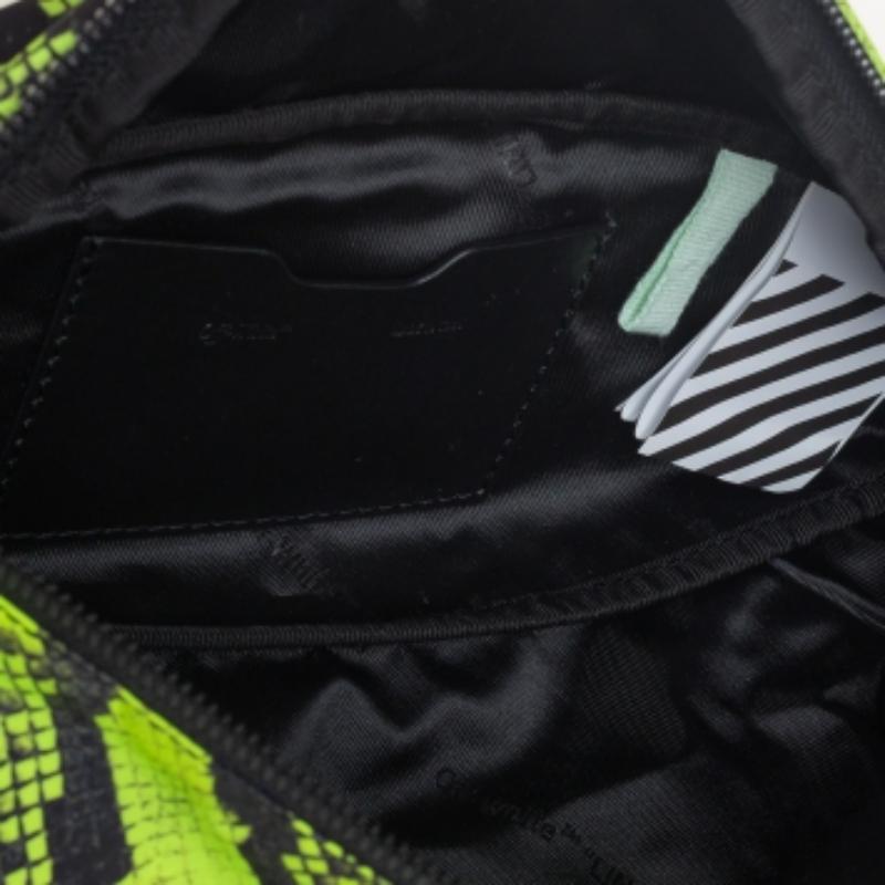 Off-White Neon Green/Black Python Print Nylon Fanny Pack Belt Bag For Sale 2