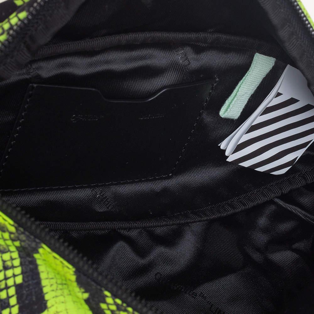 Off-White Neon Green/Black Python Print Nylon Fanny Pack Belt Bag For Sale 3
