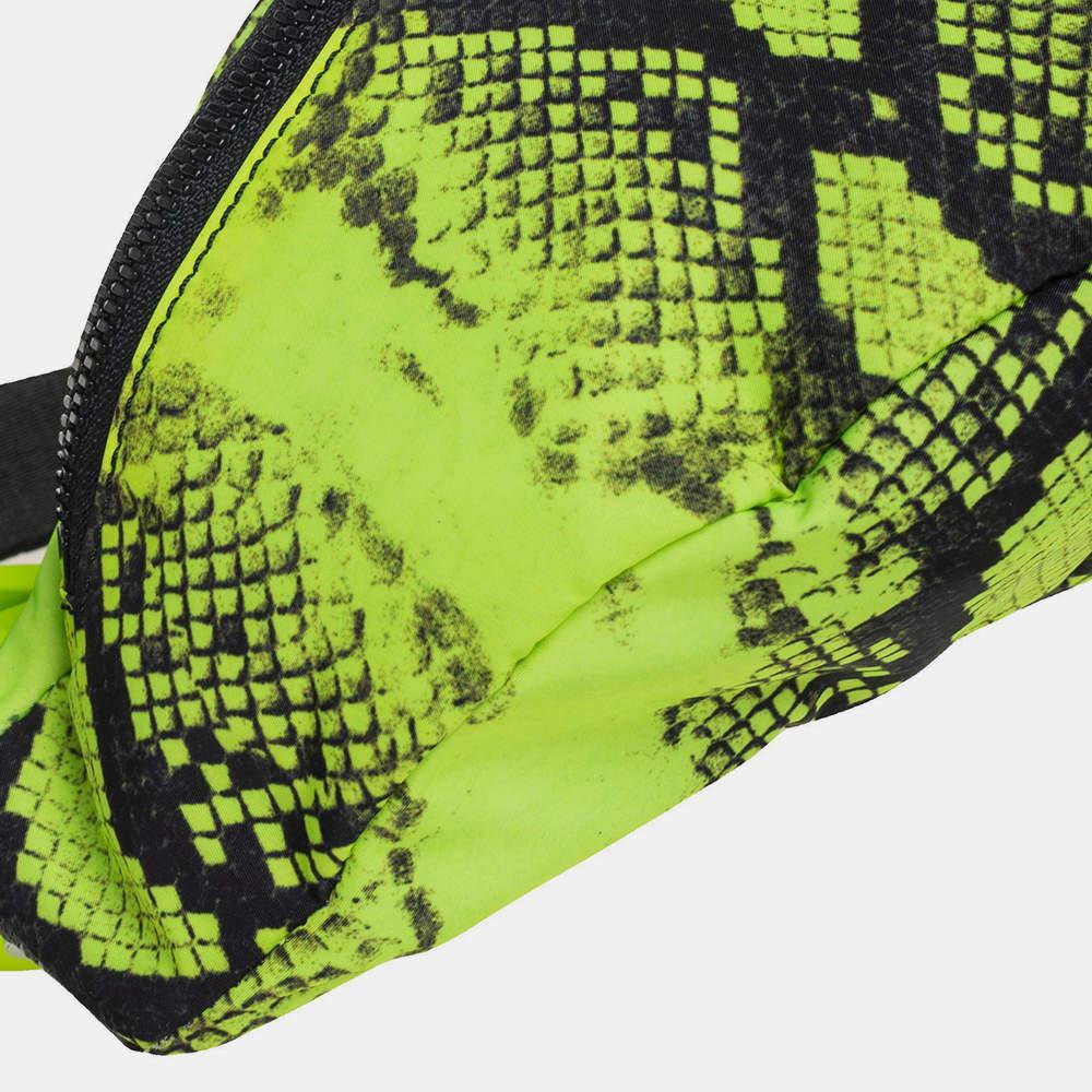 Off-White Neon Green/Black Python Print Nylon Fanny Pack Belt Bag For Sale 5