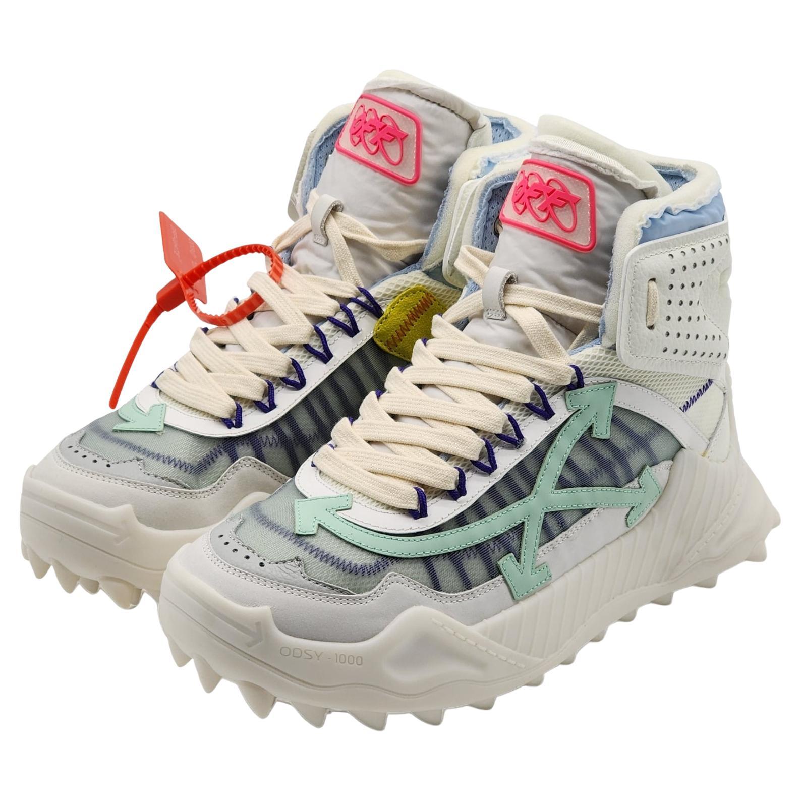 Off-White ODSY 1000 Hi Top Sneakers White Pale Blue For Sale
