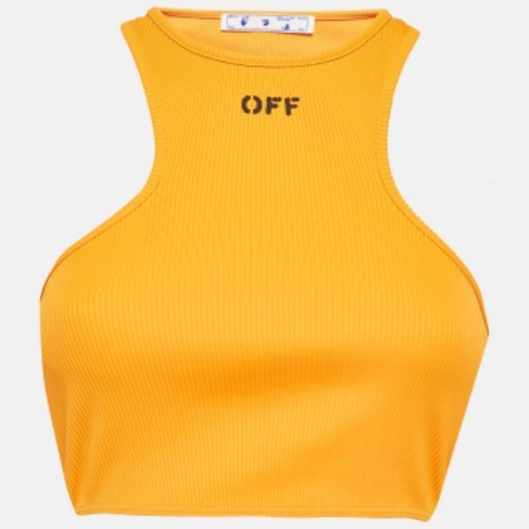 Ce haut bronzé Off-White est un excellent moyen d'élever vos tenues de style street. Taillé dans une teinte orange, il est orné d'une marque sur le devant.