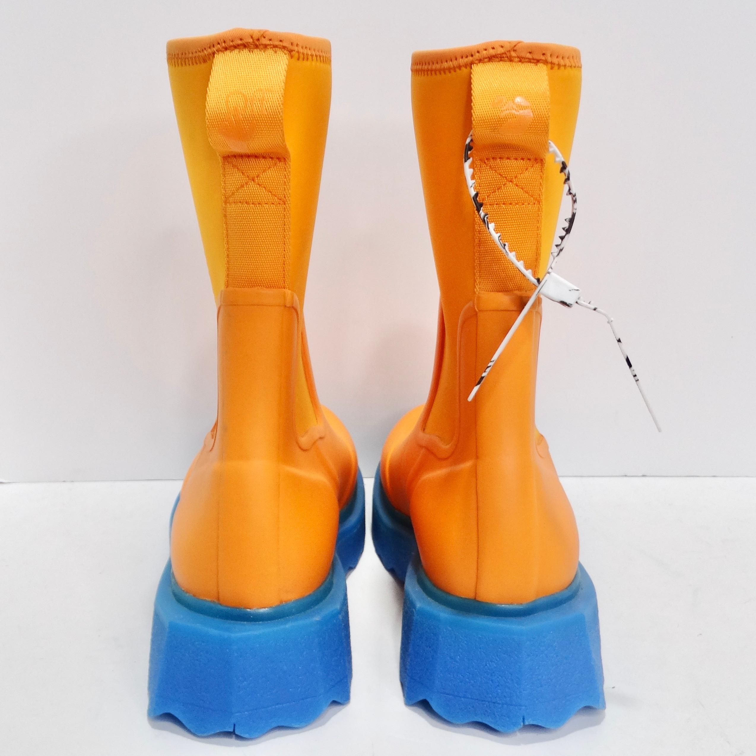 Off White Orange & Blue Rubber Boots For Sale 2