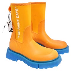 Used Off White Orange & Blue Rubber Boots