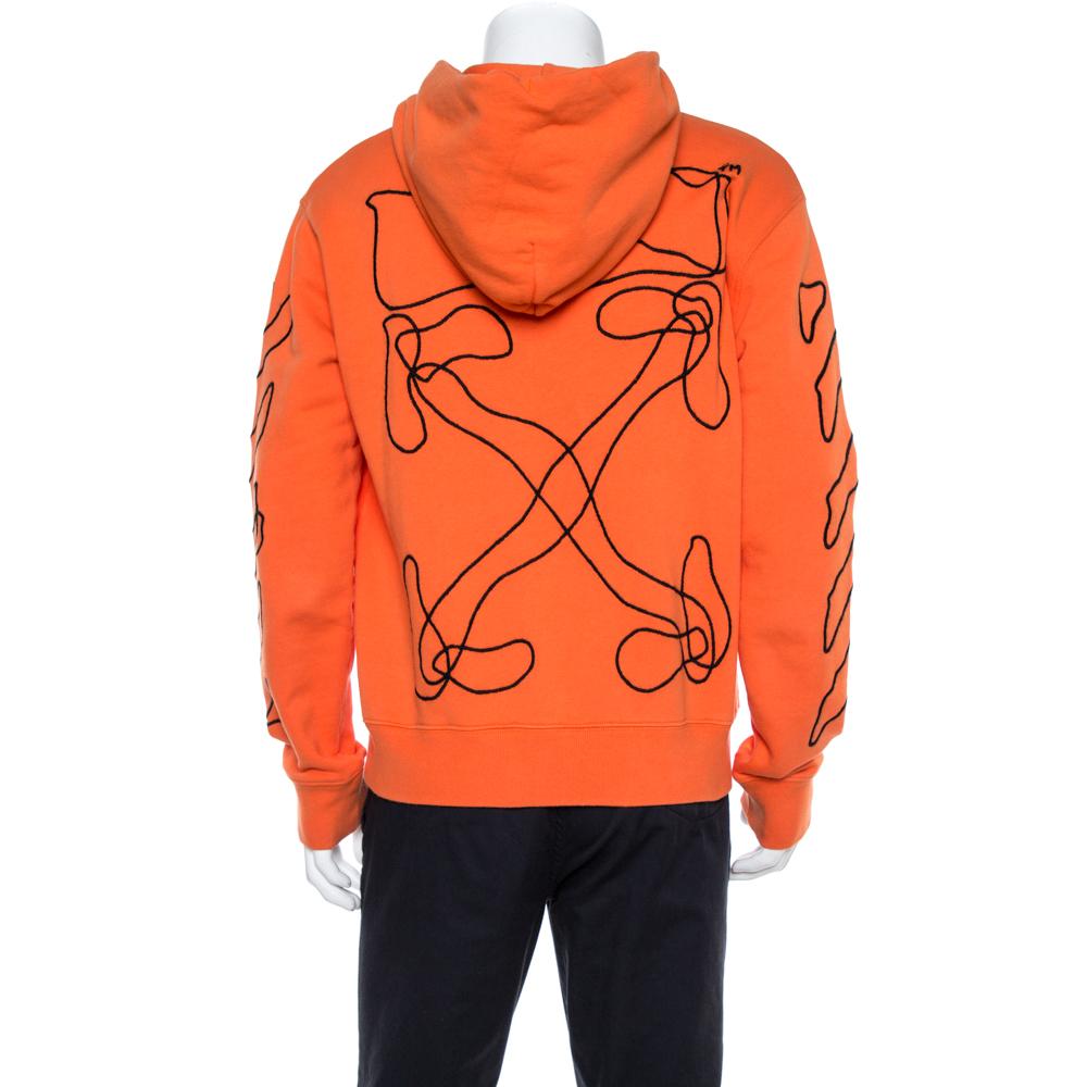 Flashes of bright orange lent Off-White’s collections an industrial and street style tone. Made from cotton, the abstract arrows captures the graphic mood. It’s printed with a small logo on the chest while the back is embroidered with a signature