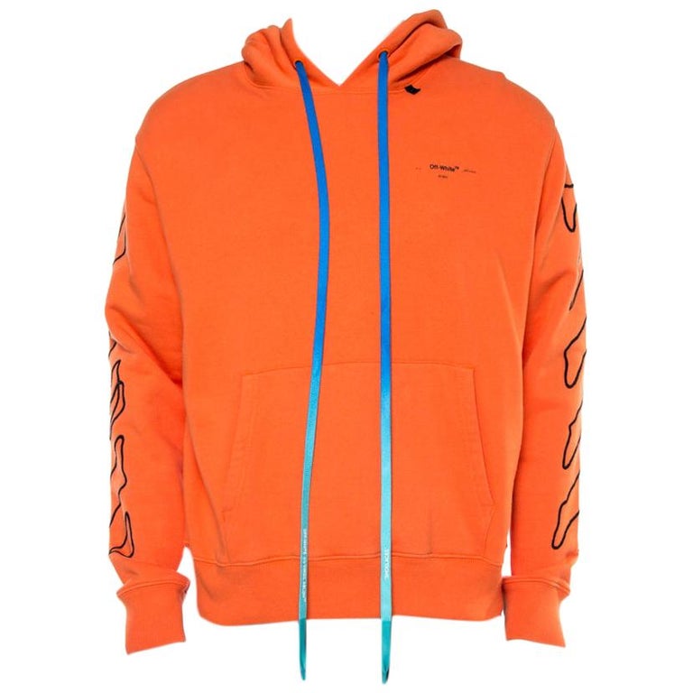Off-White Orange Cotton Arrow Embroidered Hoodie L at 1stDibs