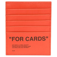 Off-White Orange Leather Logo Quote Card Holder