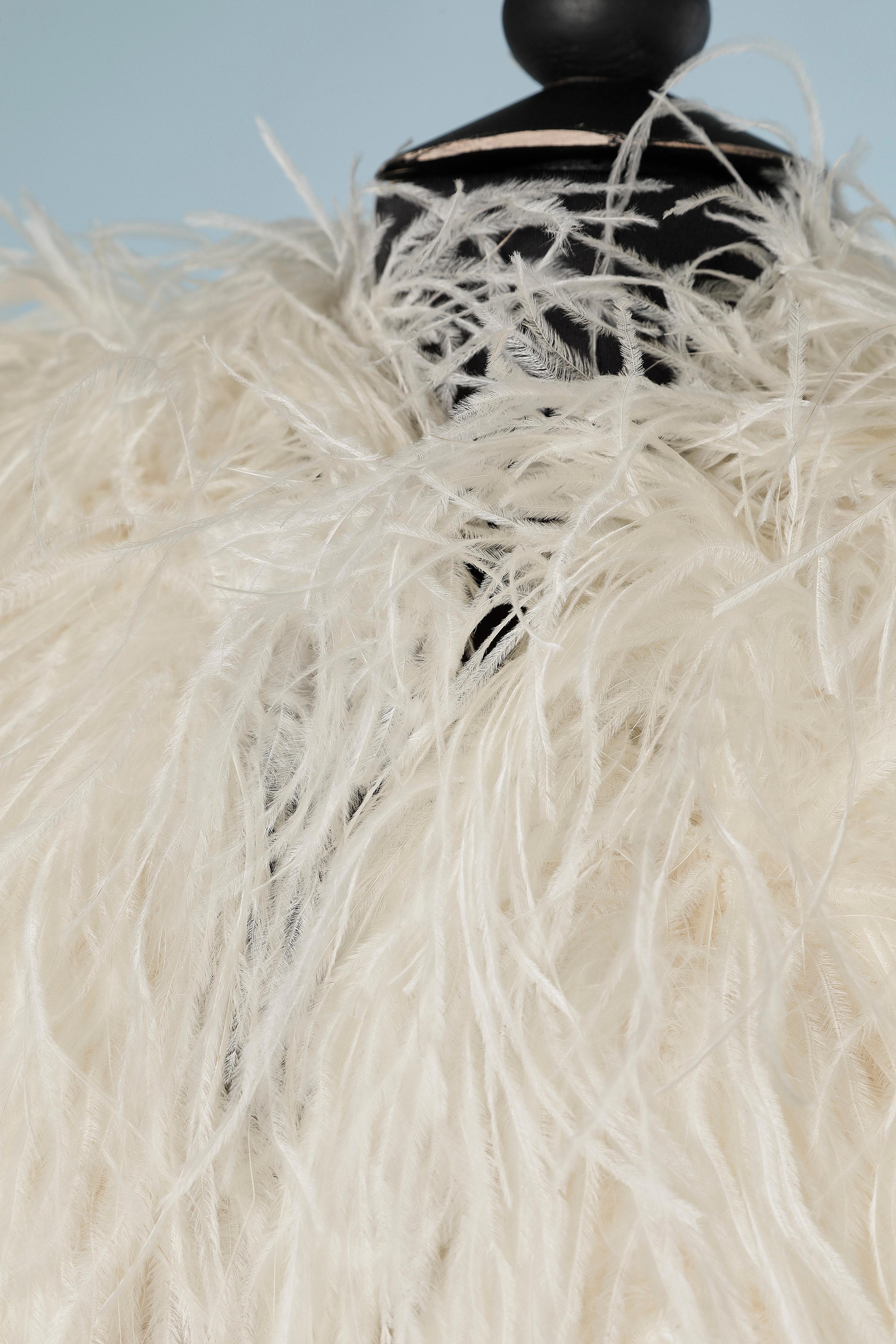 Beige Off-white ostrich evening jacket Michael Novarese 