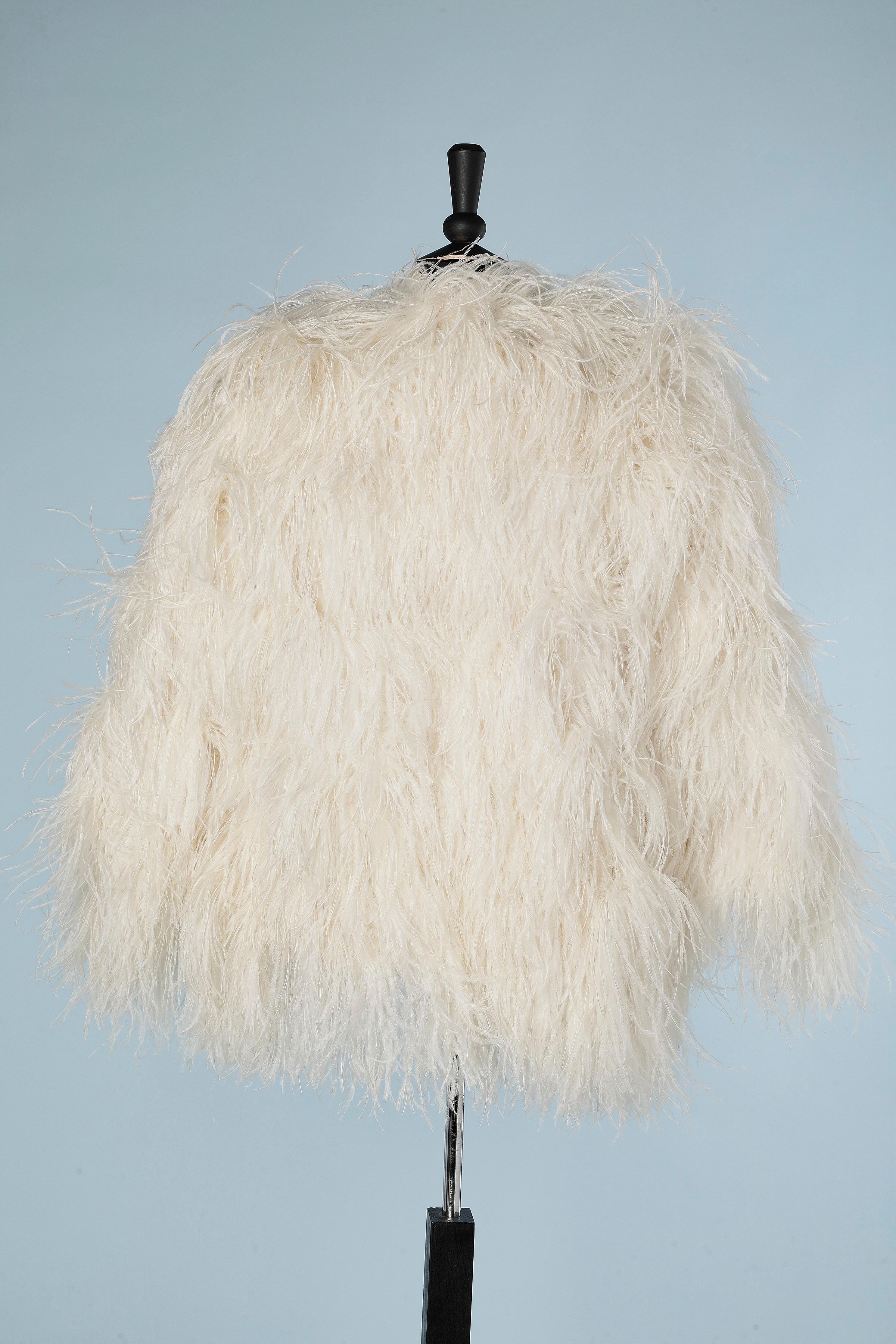 Women's Off-white ostrich evening jacket Michael Novarese 