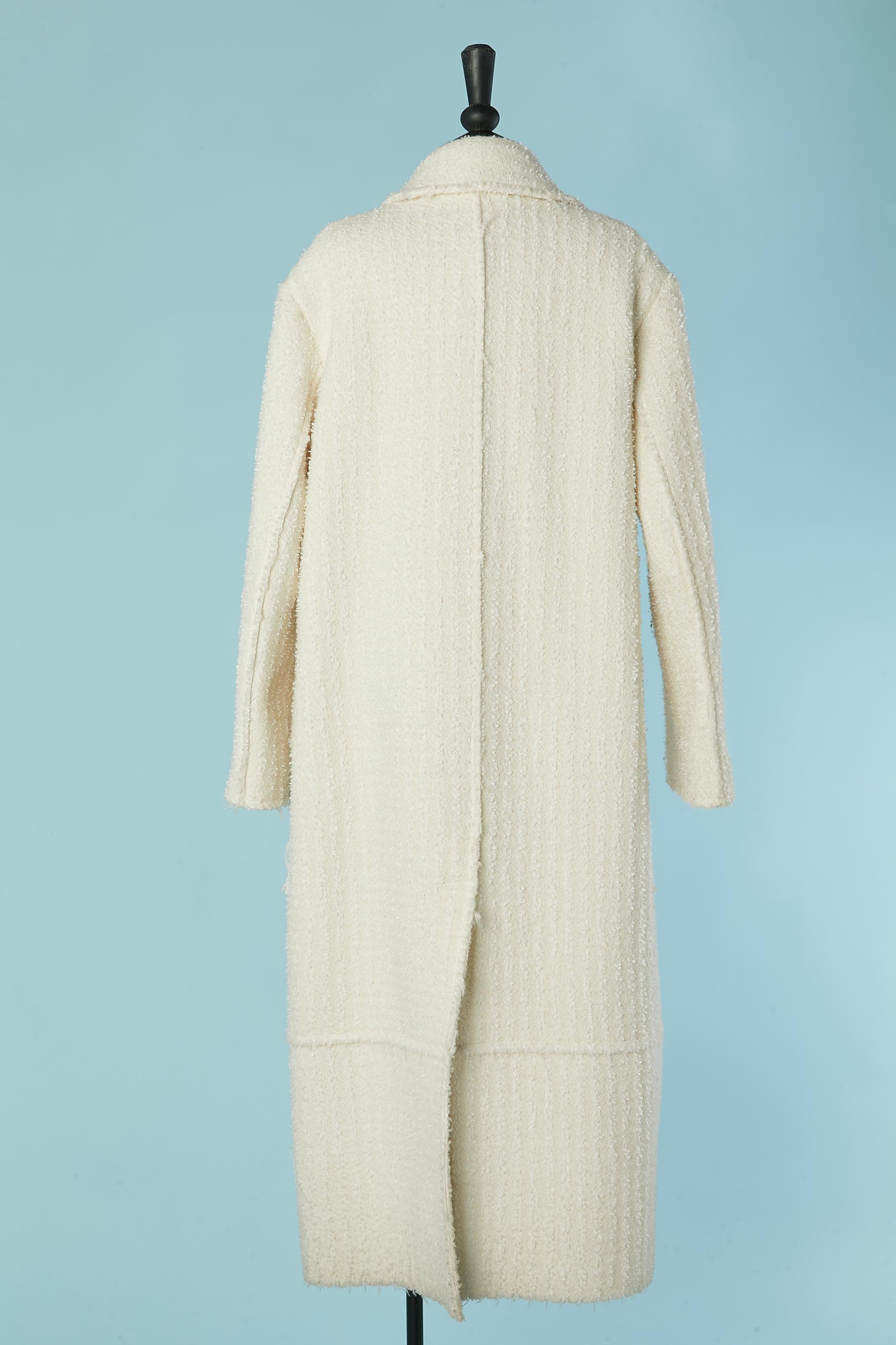 Cappotto bouclette oversize bianco sporco con chiusura a scatto Erika Cavallini in vendita 1
