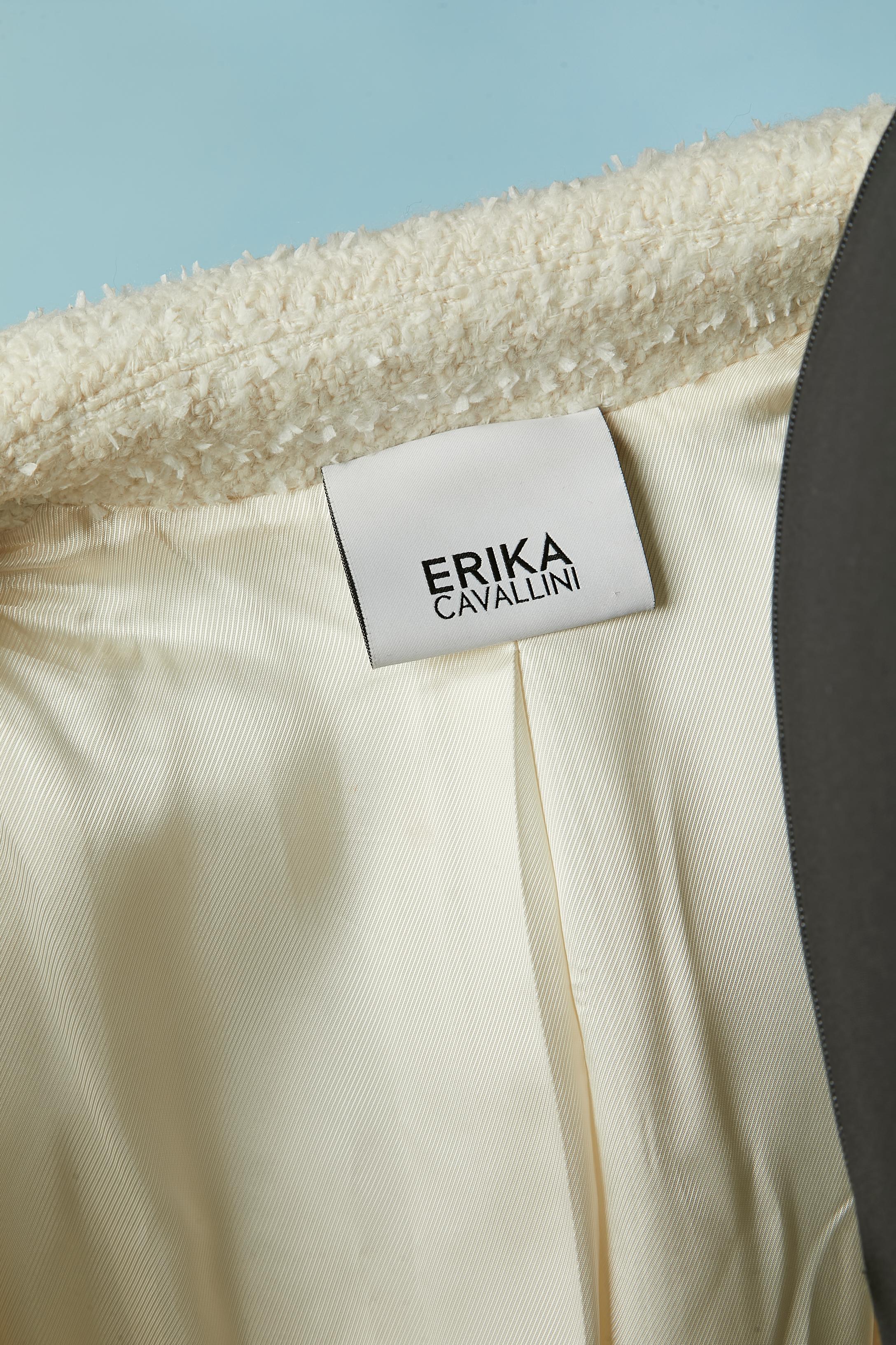 Cappotto bouclette oversize bianco sporco con chiusura a scatto Erika Cavallini in vendita 2