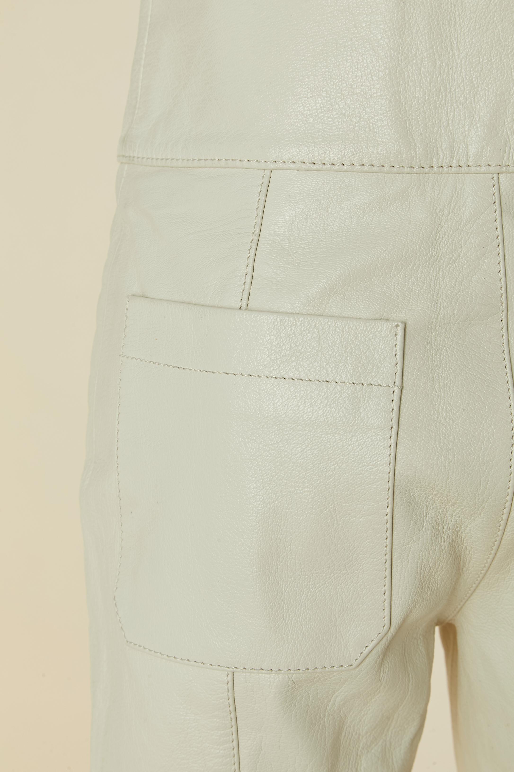 Off-white padded and top-stitched leather biker pant CHRISTIAN DIOR For Sale 3