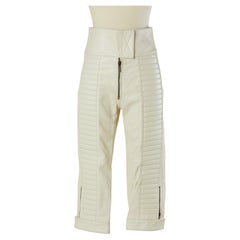 Off-white padded and top-stitched leather biker pant CHRISTIAN DIOR